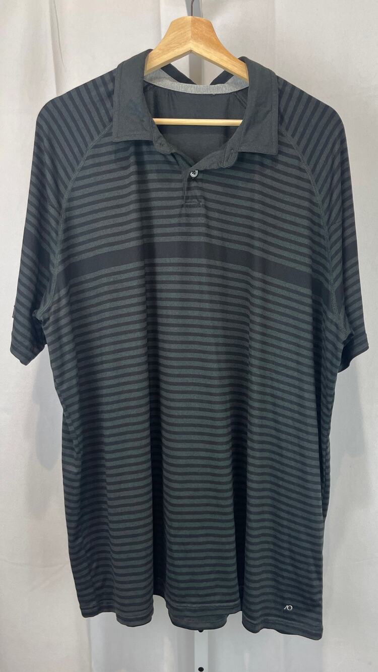 ANDERSONORD Striped Polo Short Sleeve Golf Shirt Gray Black Estimated XXL 2XL